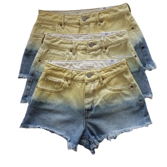 PacSun Women's High Rise Festival Tie Dye Frayed Hem Jean Shorts 23R Extra Small - Picture 7 of 12